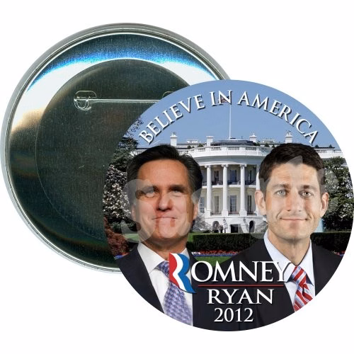 Romney Ryan 2012, Whitehouse, Political Button