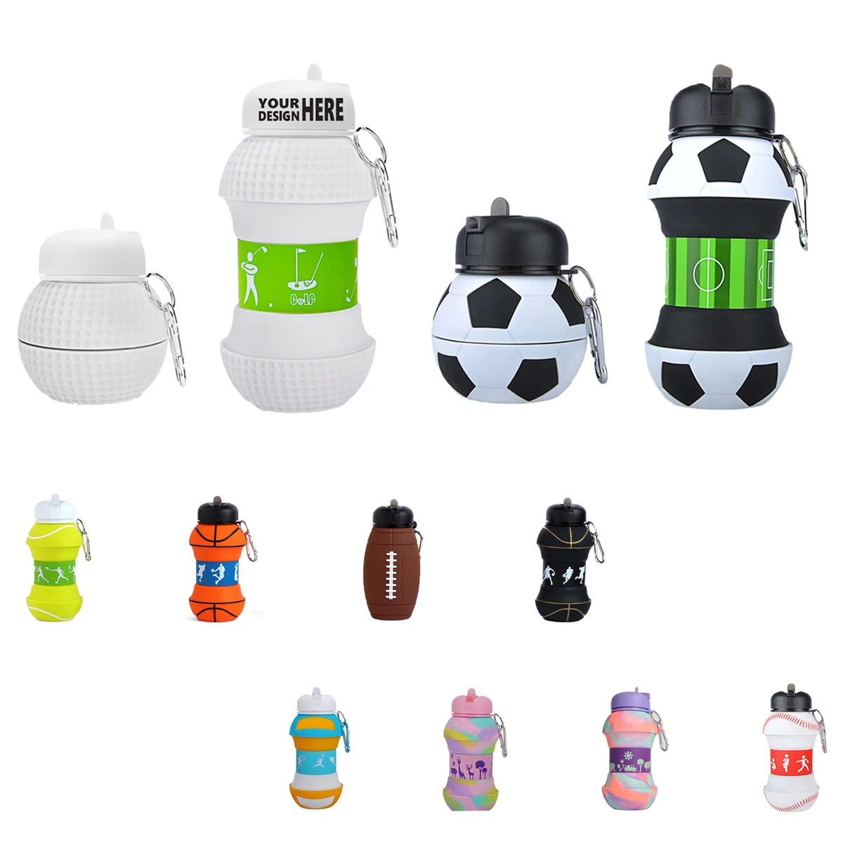 MOQ20 Folding Silicone Outdoor Eye-Catching Sports Kettle 1