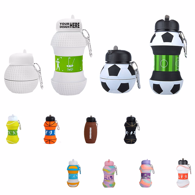MOQ20 Folding Silicone Outdoor Eye-Catching Sports Kettle