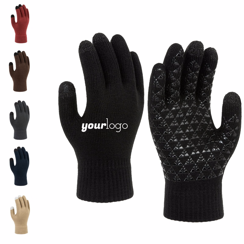 Conductive Thermal Touchscreen Gloves with Grip for Winter Use