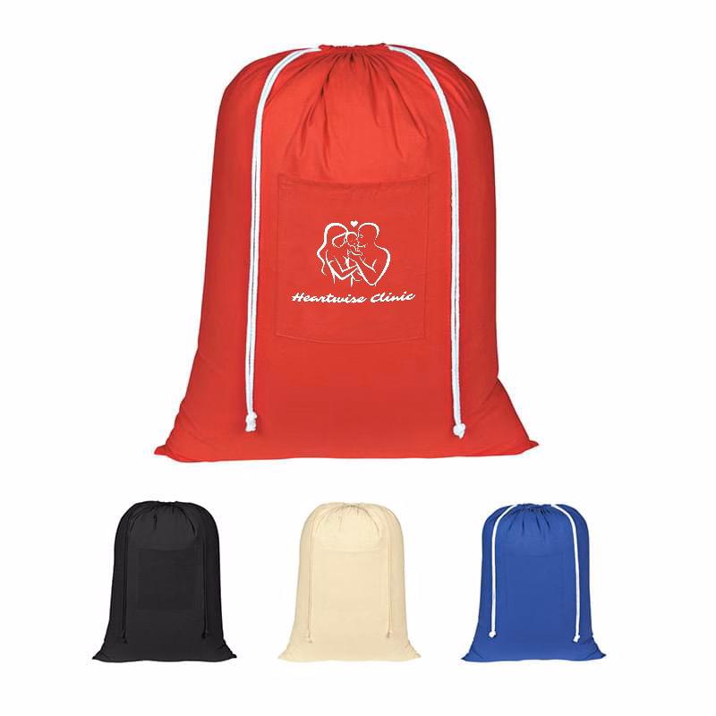 100% Cotton Laundry Bag with Drawstring Closure