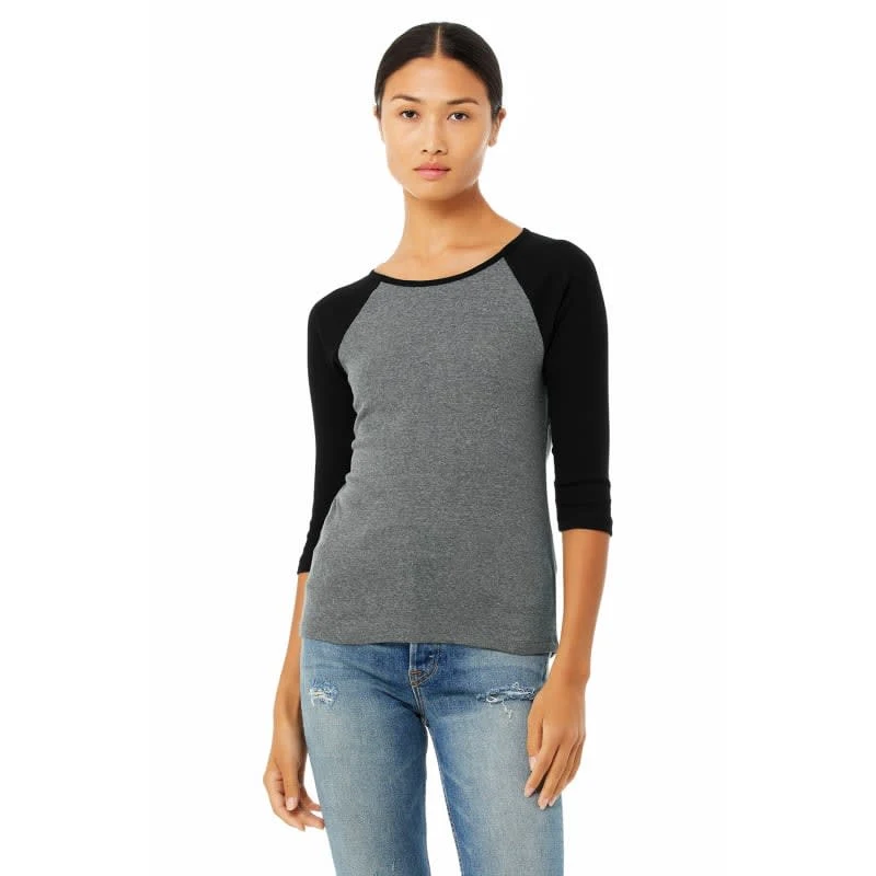 Bella Ladies Stretch Rib 3/4-Sleeve Contrast Raglan T-Shirt 1