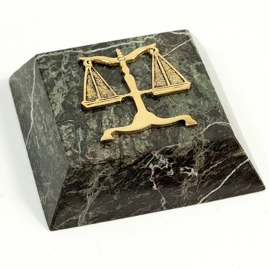 Green Marble Paperweight with Brass Legal Symbol 1