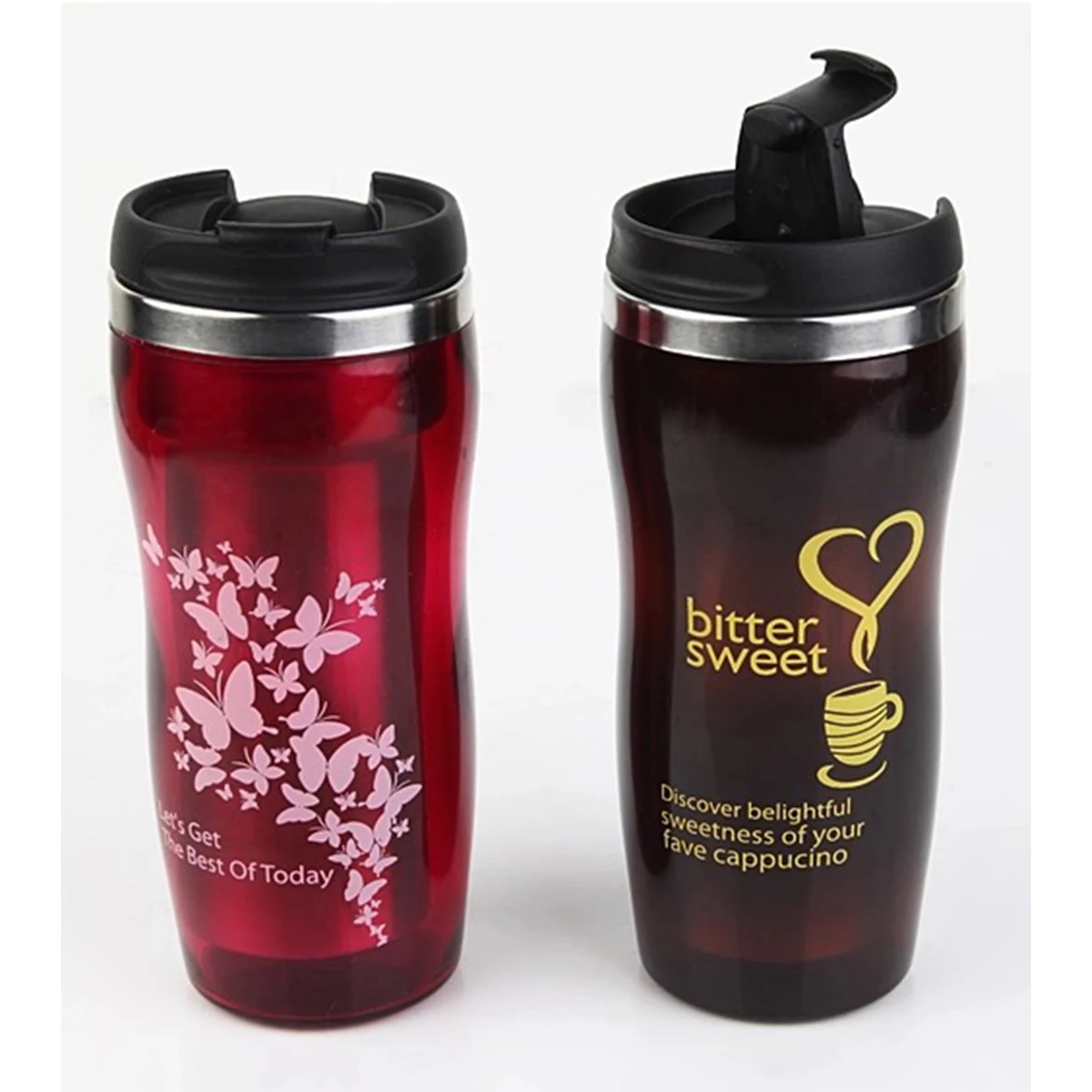 Double Decker Advertising Cup, custom water bottle with logo imprint 1