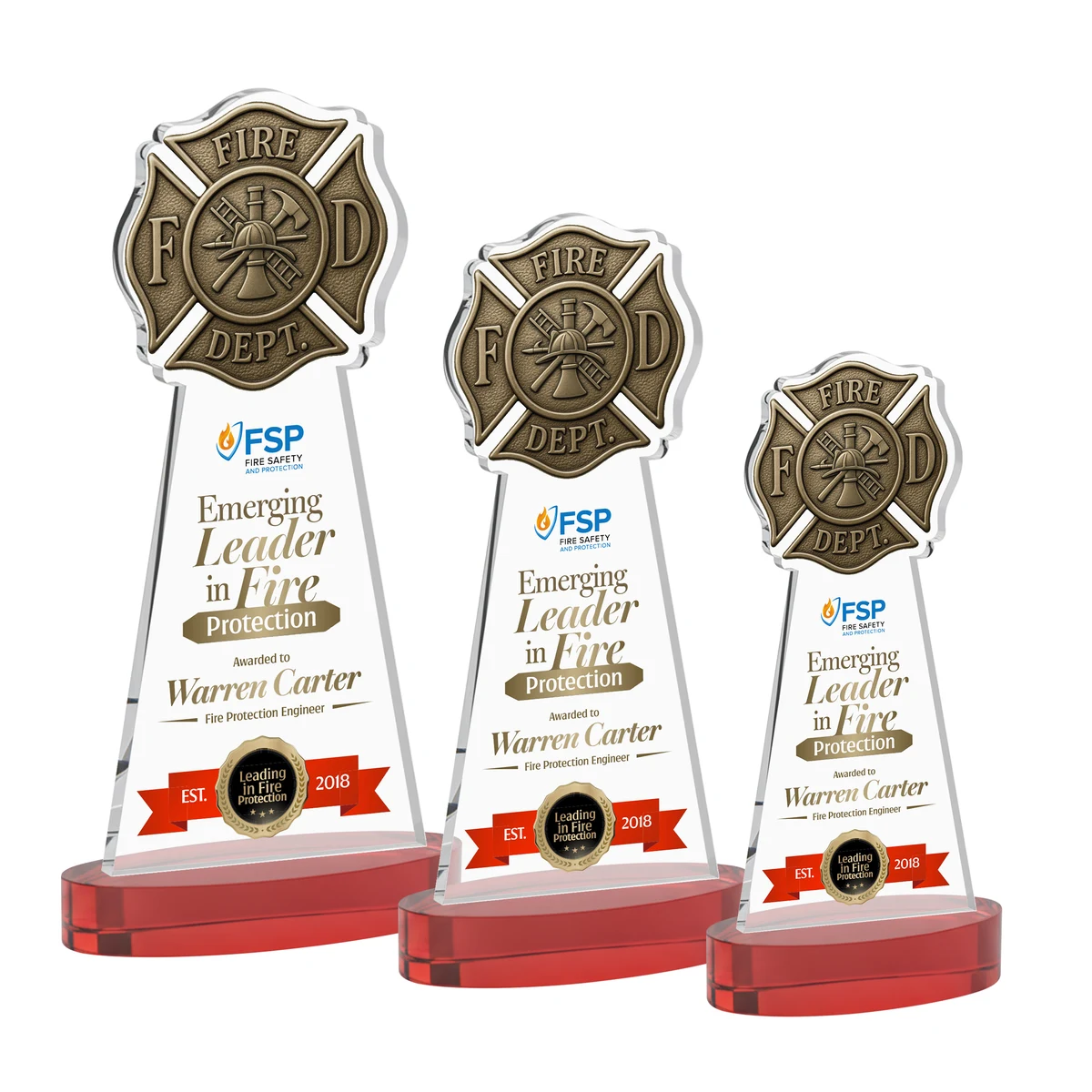 Fire Dept VividPrint™ Award on Alberton Base - Red 1
