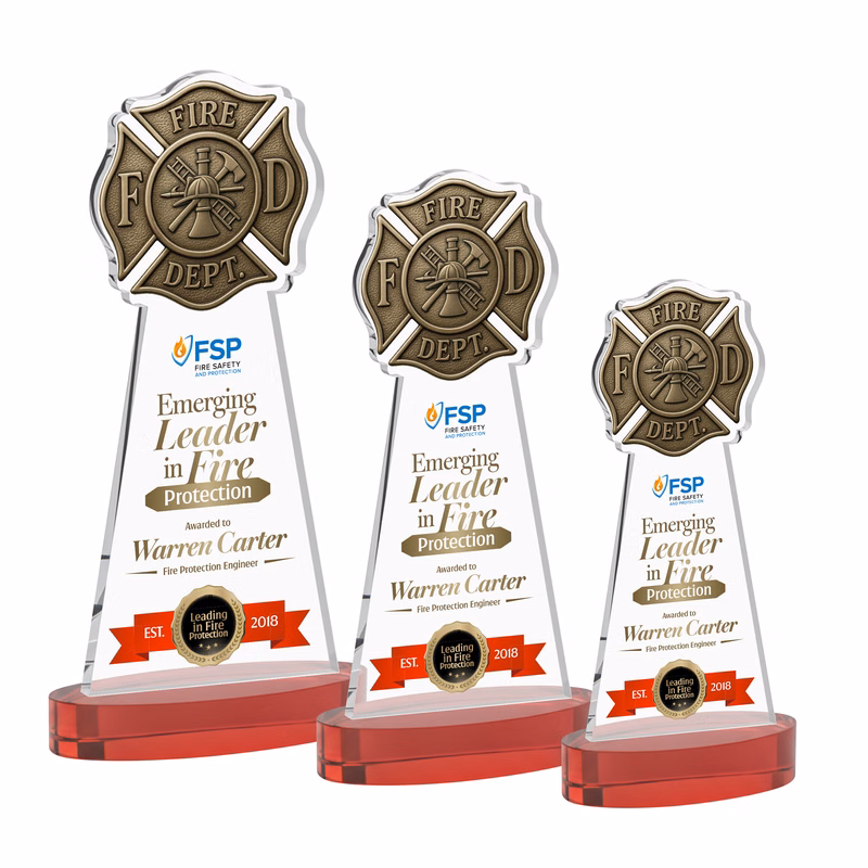 Fire Dept VividPrint™ Award on Alberton Base - Red