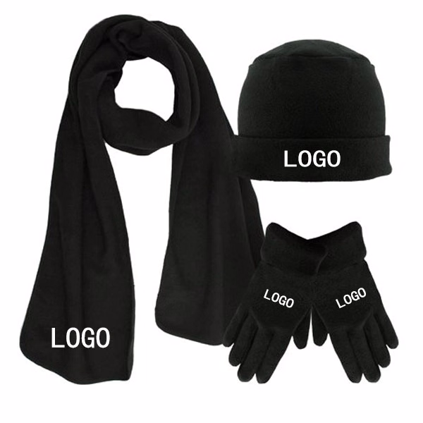 3 Pieces Polar Fleece Hat Scarf Glove Sets