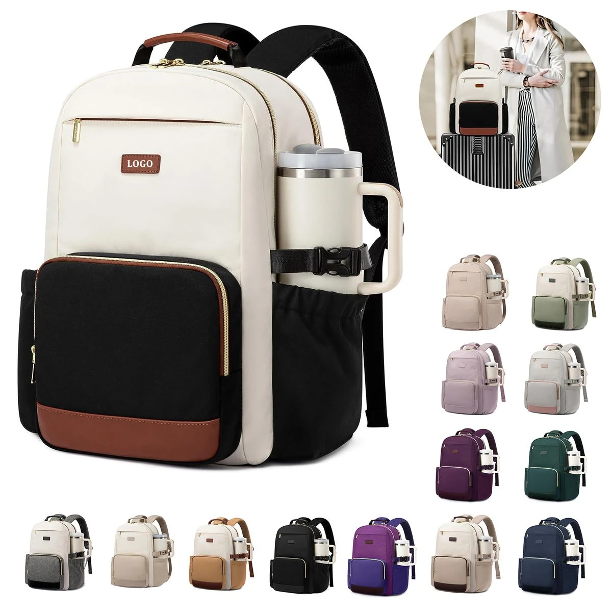 Women College Commuter Laptop Backpack 1
