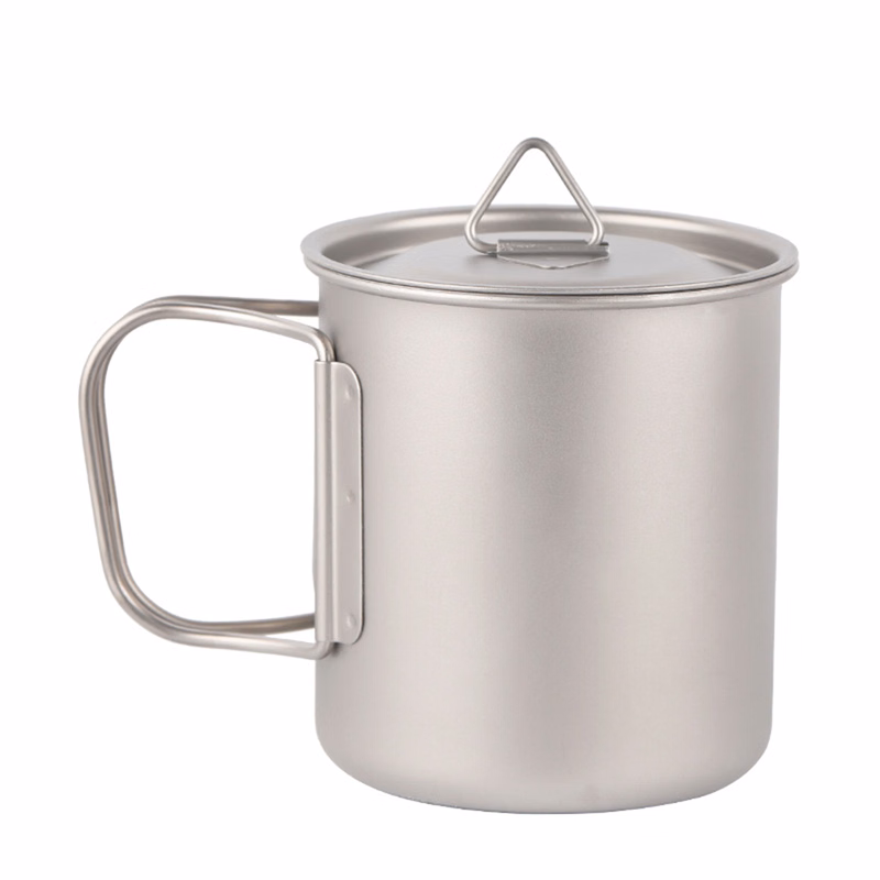 Foldable Handle Camping Titanium Mug