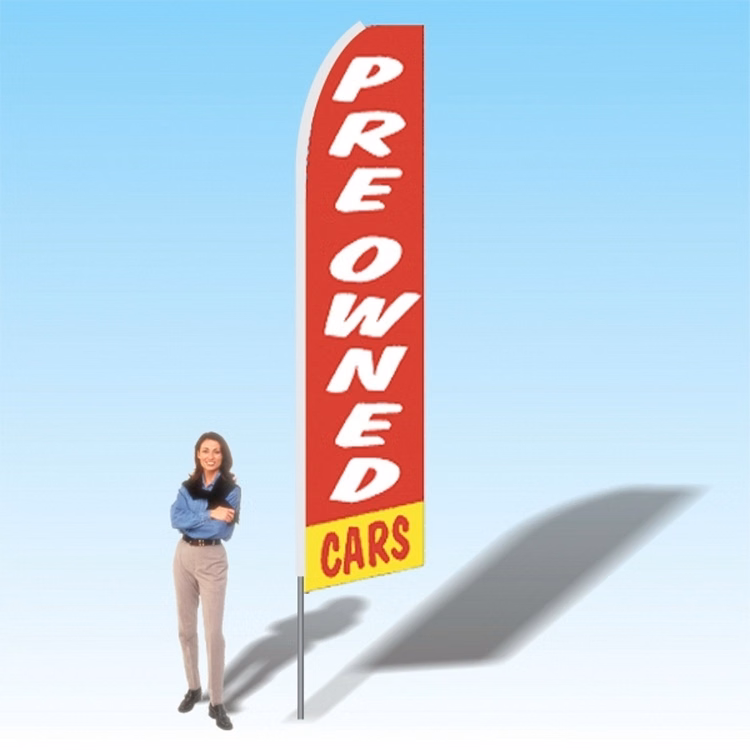 15FT Preowned Cars Red White Teardrop Promo Flag