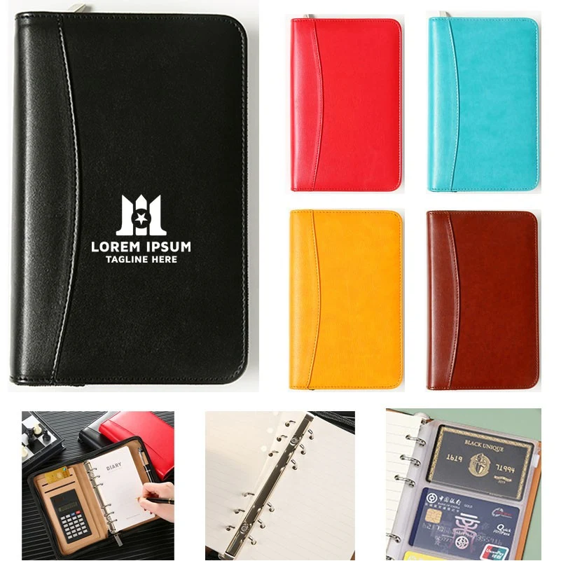 A6 PU Zippered Binder with Calculator and Card Slots 1