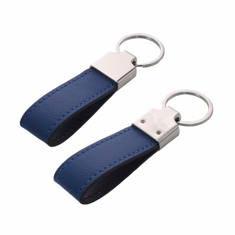 Stainless Steel and Leather Keychain