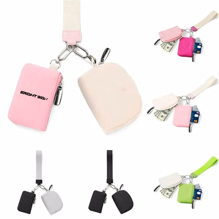 Nylon Zip Wristlet Wallet Keychain