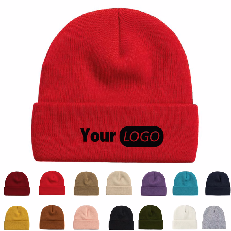 Solid Color Acrylic Warm Knit Beanie