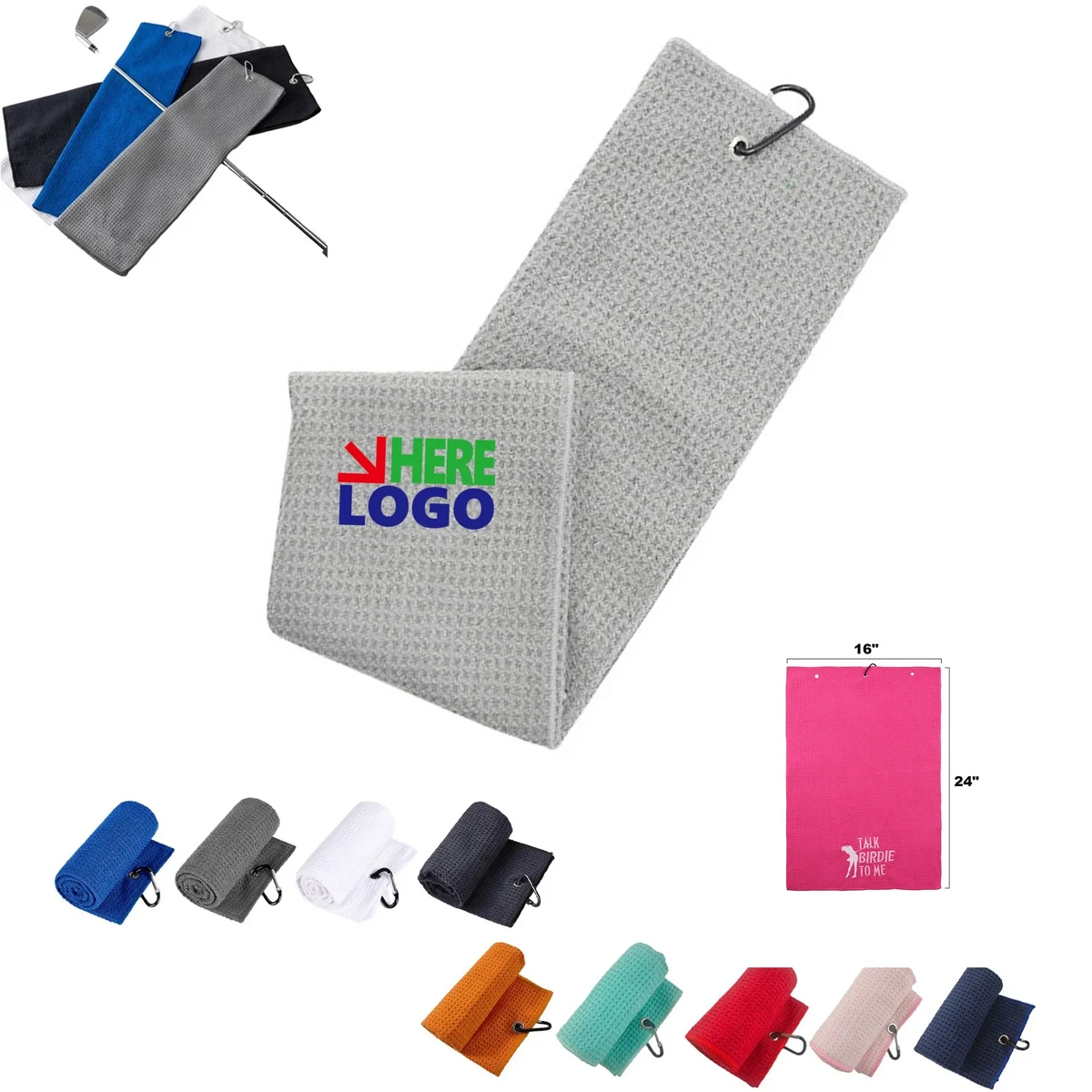 Full Color Print Golf Waffle Towel With Clip MOQ50 1