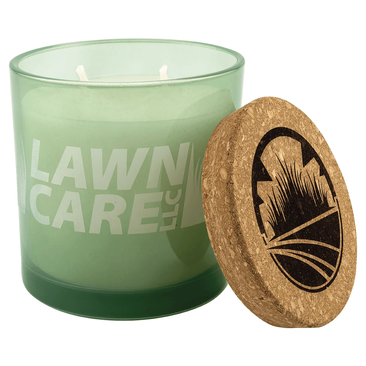 14 oz. Citronella Candle in Green Glass Holder with Cork Lid 1