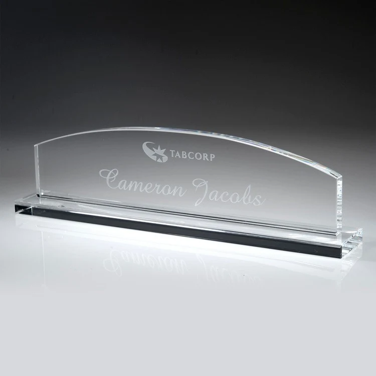 13" Crystal Award-Name Plate w/ Base 1