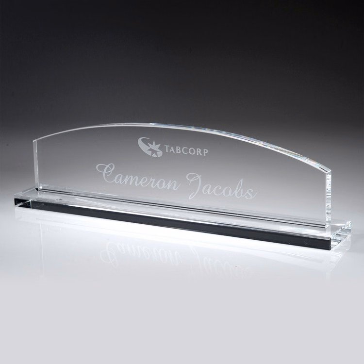13" Crystal Award-Name Plate w/ Base