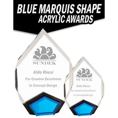 Acrylic Marquis: 1" thick 6x8", w/blue insert stan 1