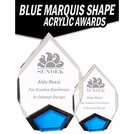 Acrylic Marquis: 1" thick 6x8", w/blue insert stan