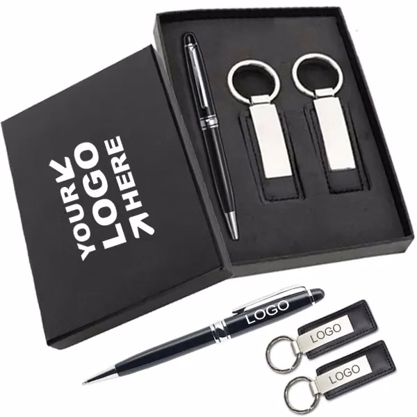 Executive Pen And Leatherette Keychain Gift Sets