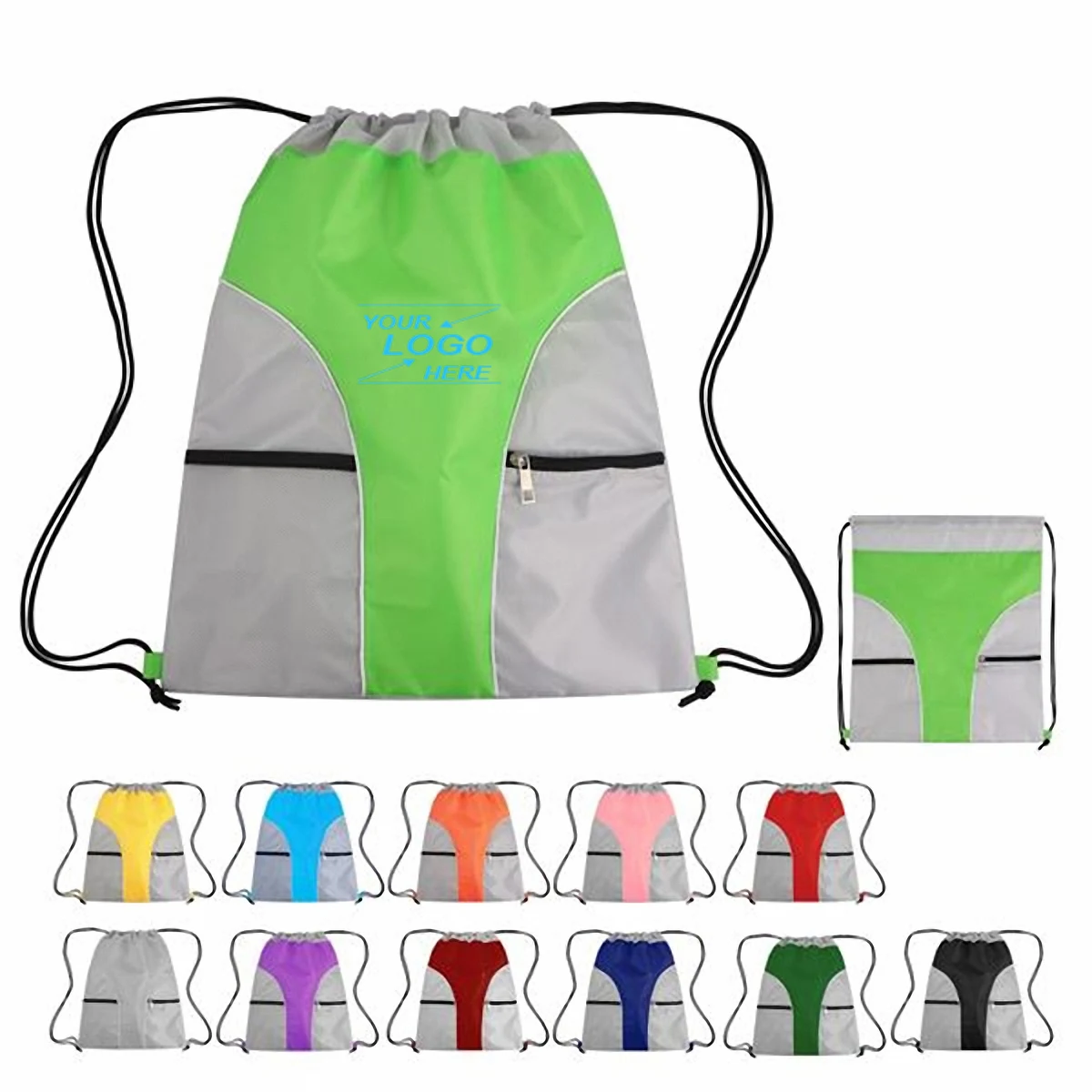 Front Pocket Drawstring Backpack 1