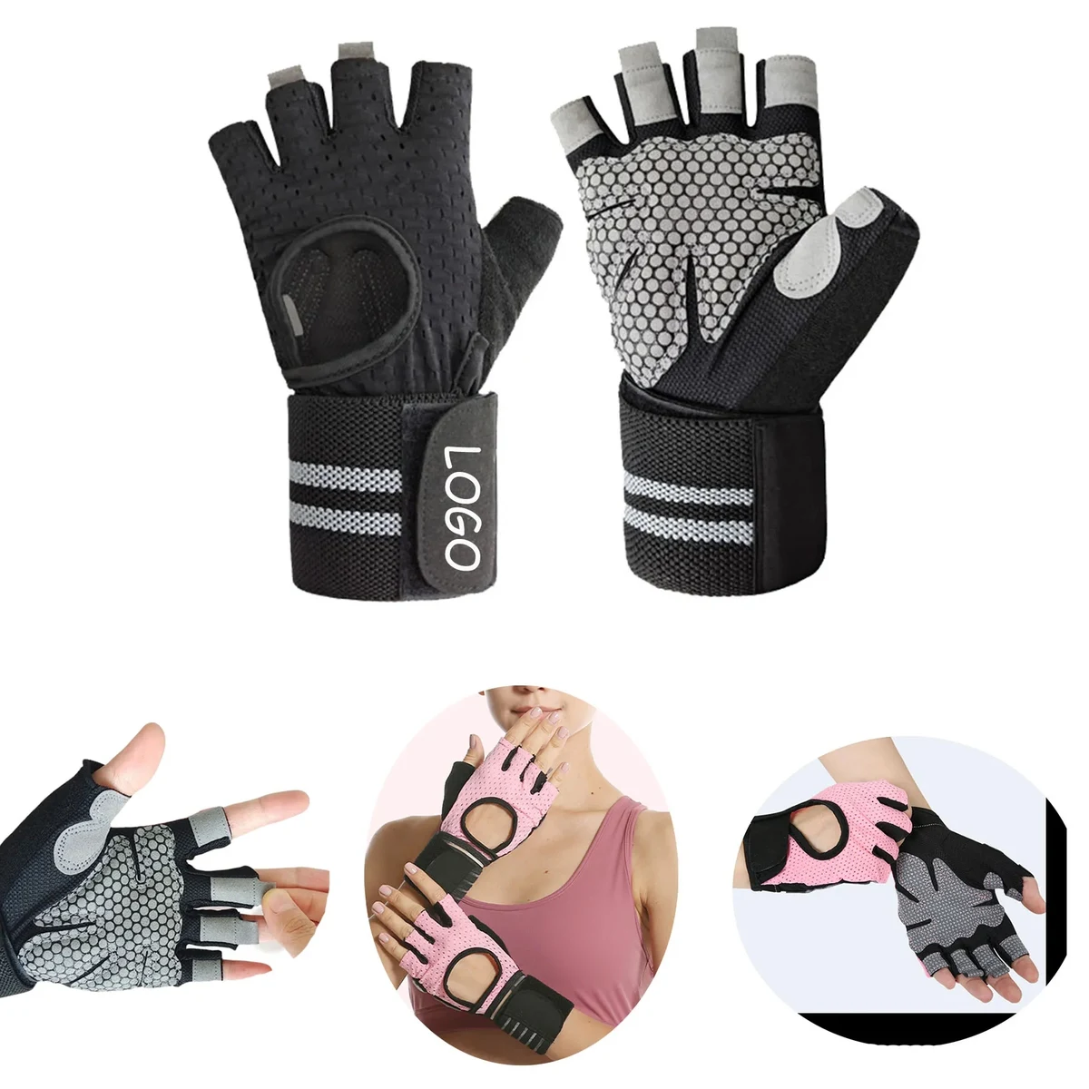 Fingerless Sports Gloves with Wrist Support 1
