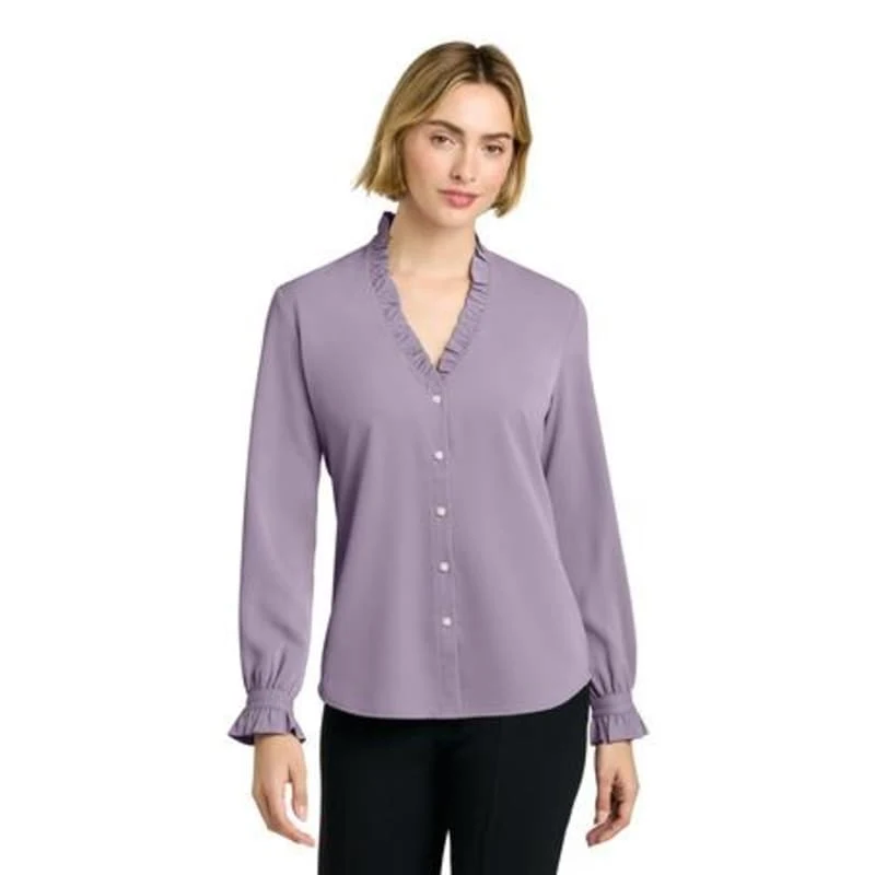 Brooks Brothers Women's Long Sleeve Ruffle Collar Blouse 1