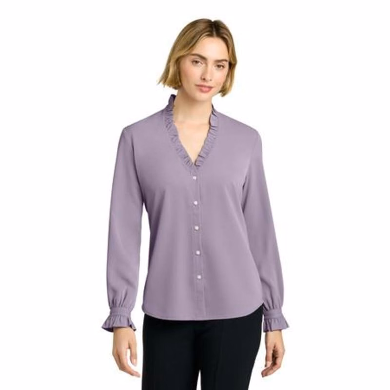 Brooks Brothers Women's Long Sleeve Ruffle Collar Blouse