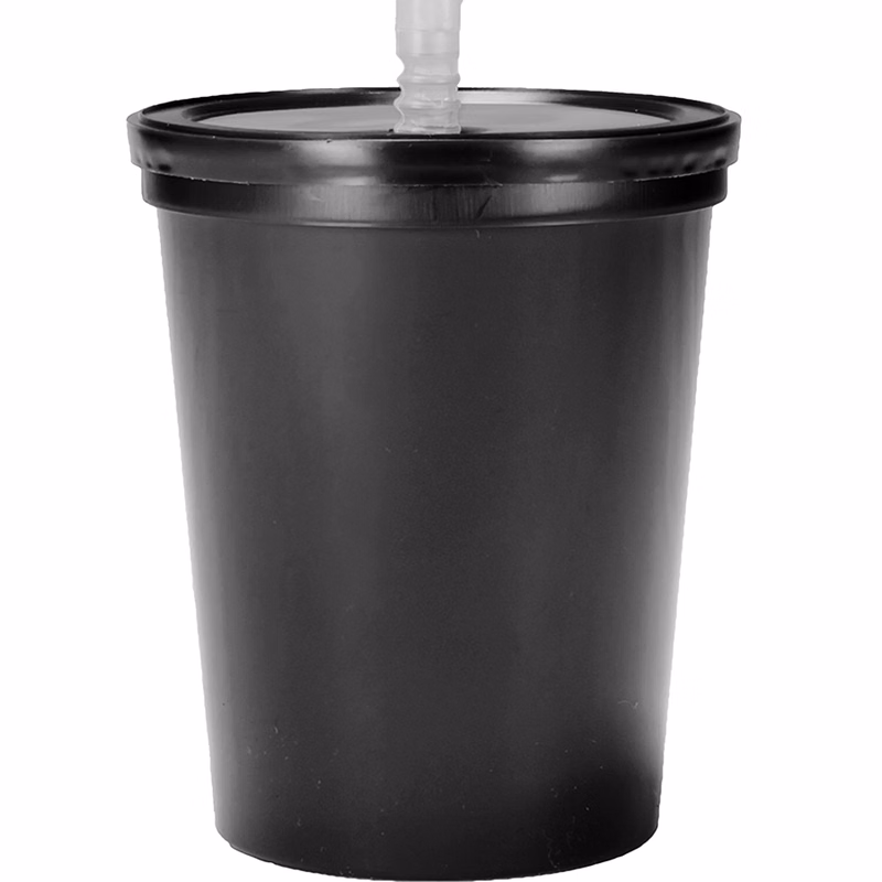 Plastic Stadium Cup with Lid and Straw 16 oz.