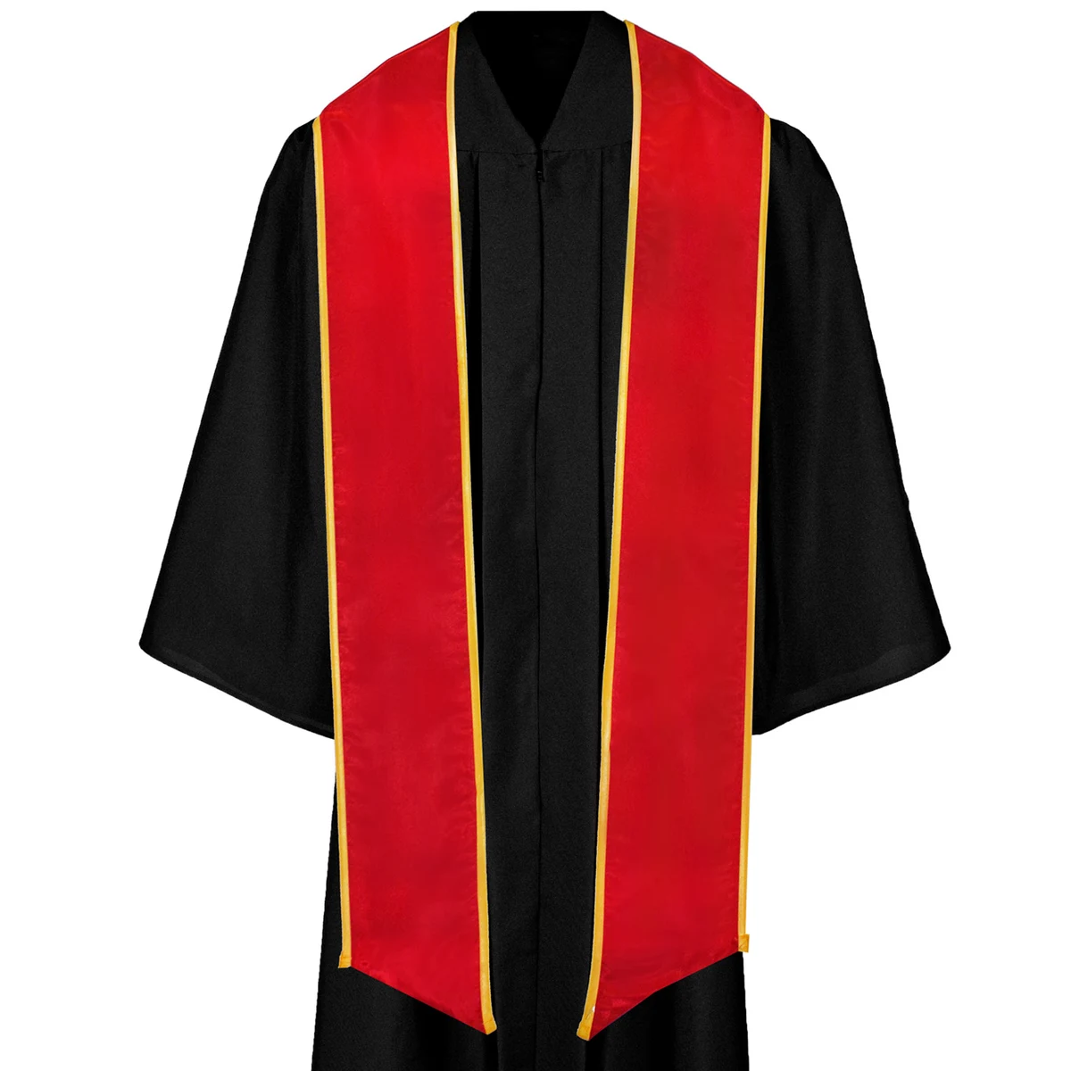 Red 84" Graduation Stole with Gold Binding 1