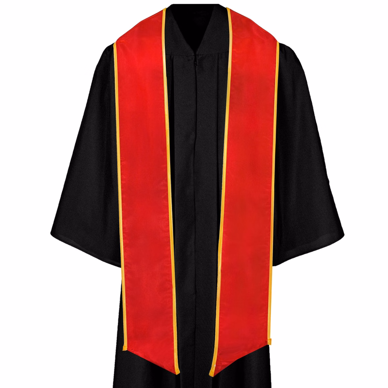 Red 84" Graduation Stole with Gold Binding
