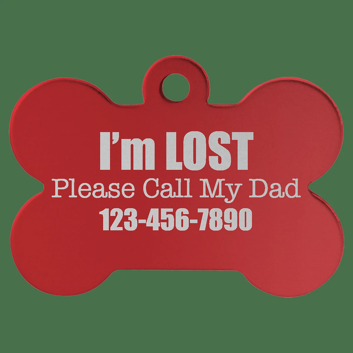 1 1/2" x 1" Red Anodized Aluminum Bone Pet Tag 1