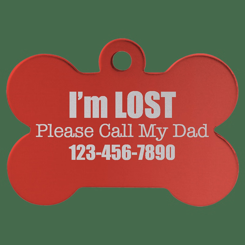 1 1/2" x 1" Red Anodized Aluminum Bone Pet Tag