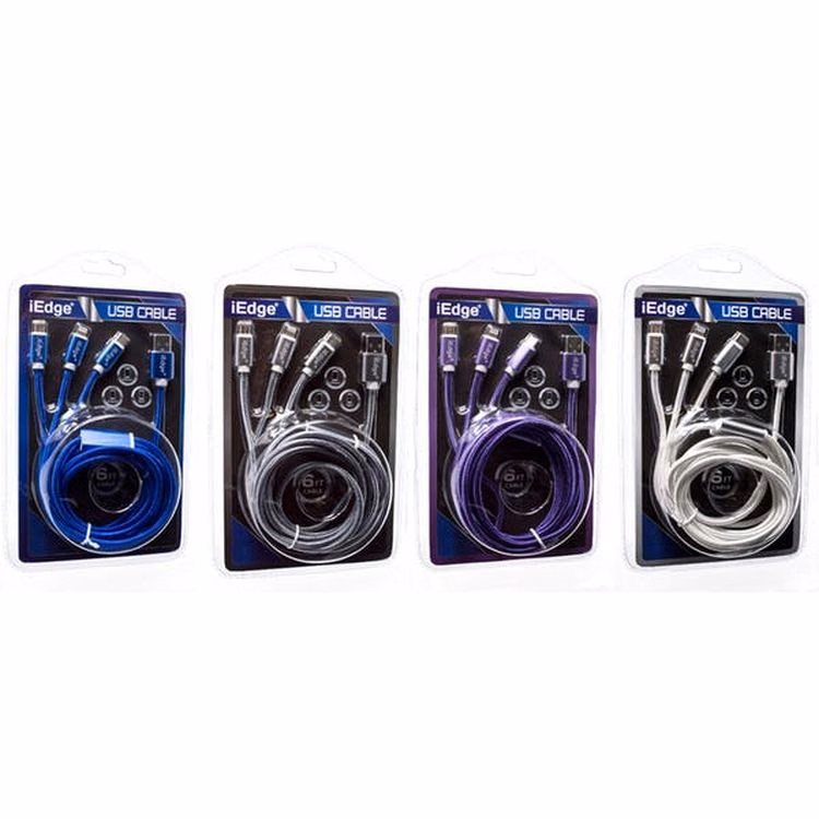 iPhone Micro USB and Type C Cable - 6 Foot 3-in-1