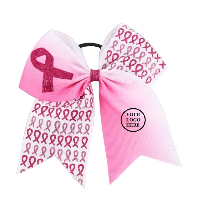 Breast Cancer Awareness Glitter Bow Tie with Elastic Band 1