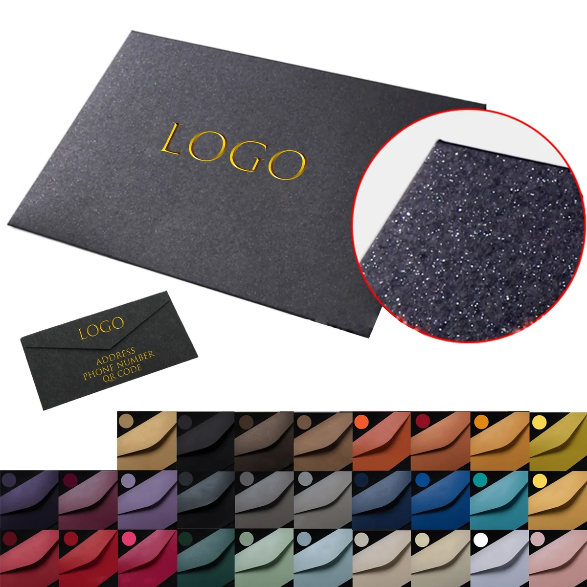 Custom Pearl Paper Envelope with Gold Foil Logo 1