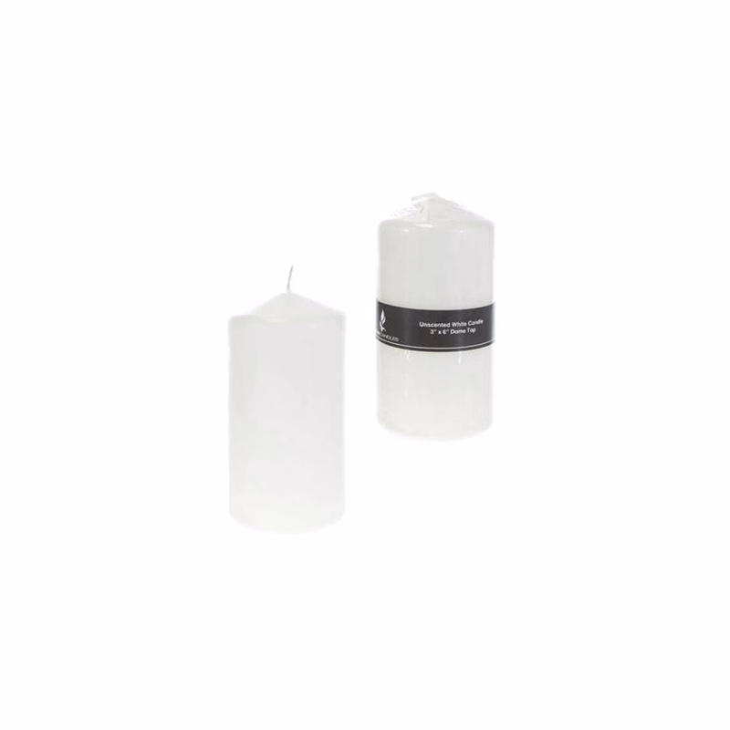 6" Dome Top Candles - White Unscented