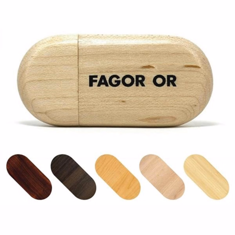 1 GB Round Wooden USB Flash Drives with Magnetic Closure
