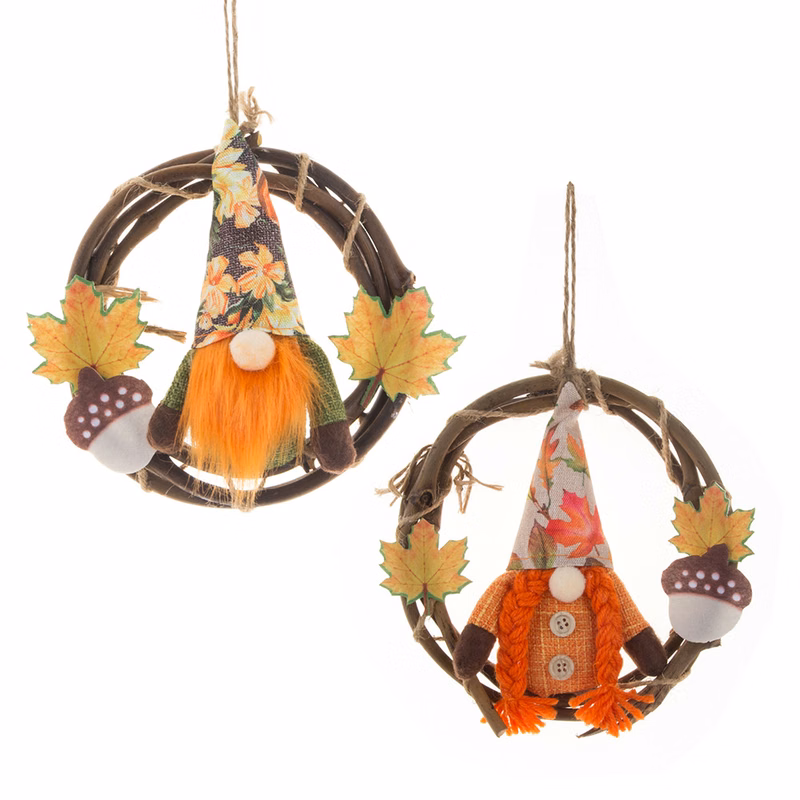 Thanksgiving Day Maple Leaf Doll Wreath Pendant