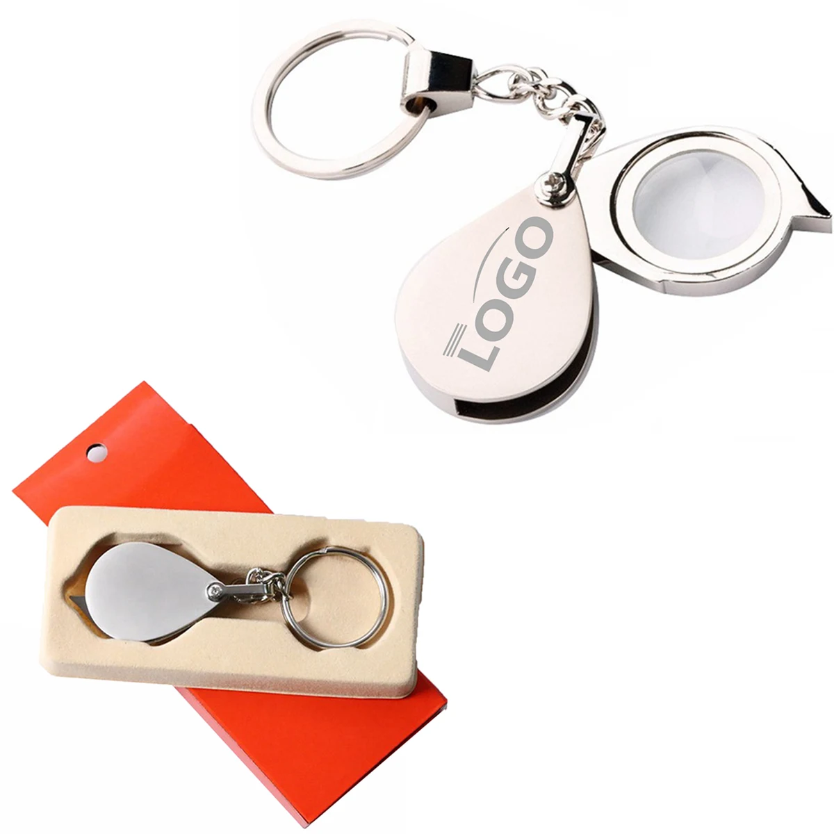 Portable Zinc Alloy 5x Magnifying Glass With Keychain 1