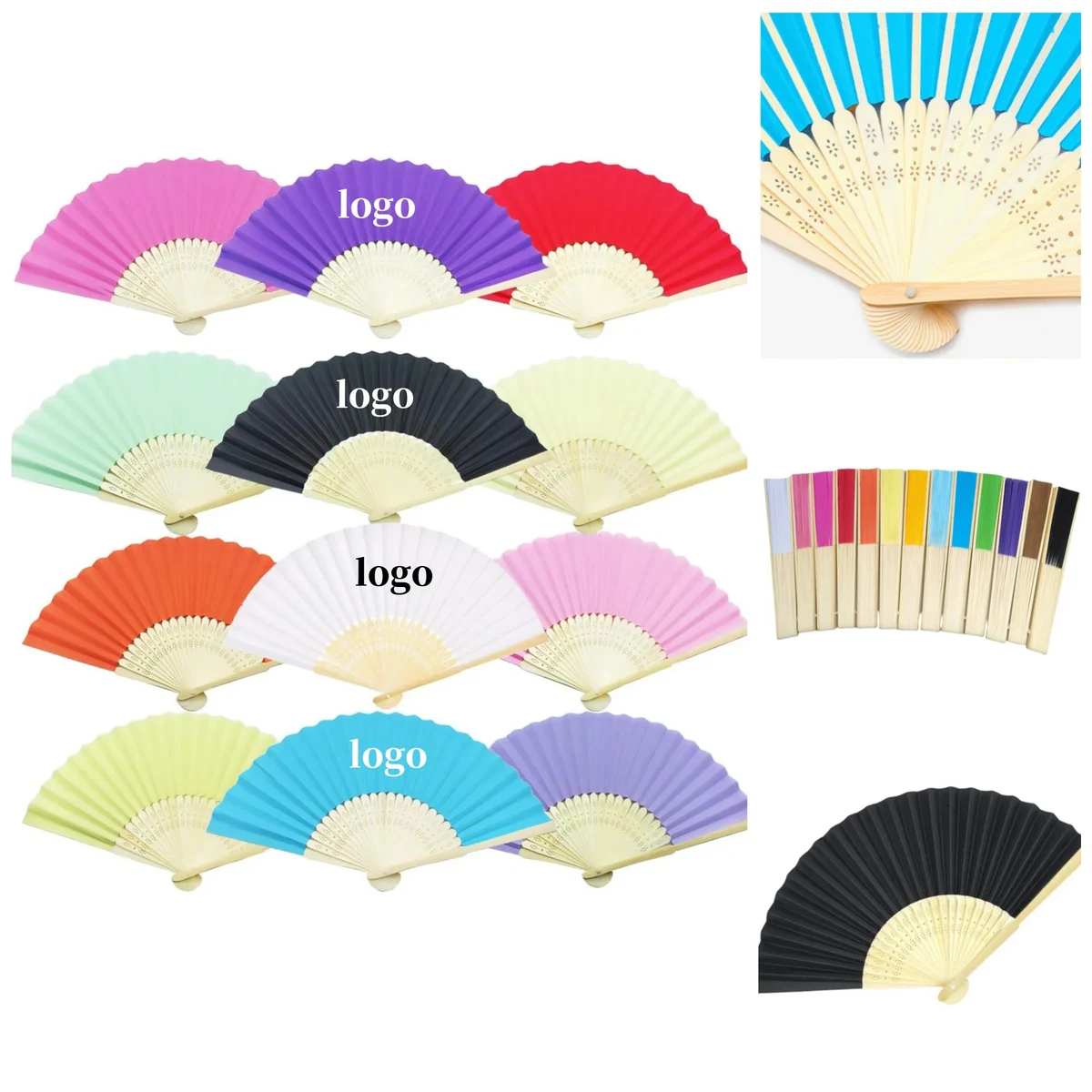Folded Paper Hand Bamboo Fan 1