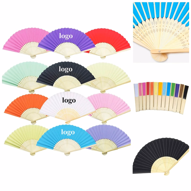 Folded Paper Hand Bamboo Fan