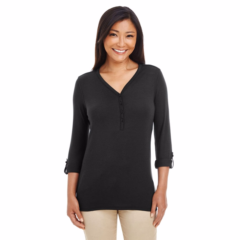 Women's Perfect Fit™ Y-Placket Convertible Sleeve Knit Top - DP186W