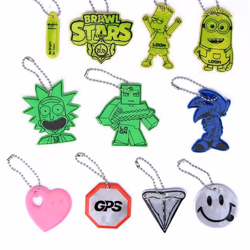 1 1/2" PVC Custom Shape Reflective Pendant Keychain