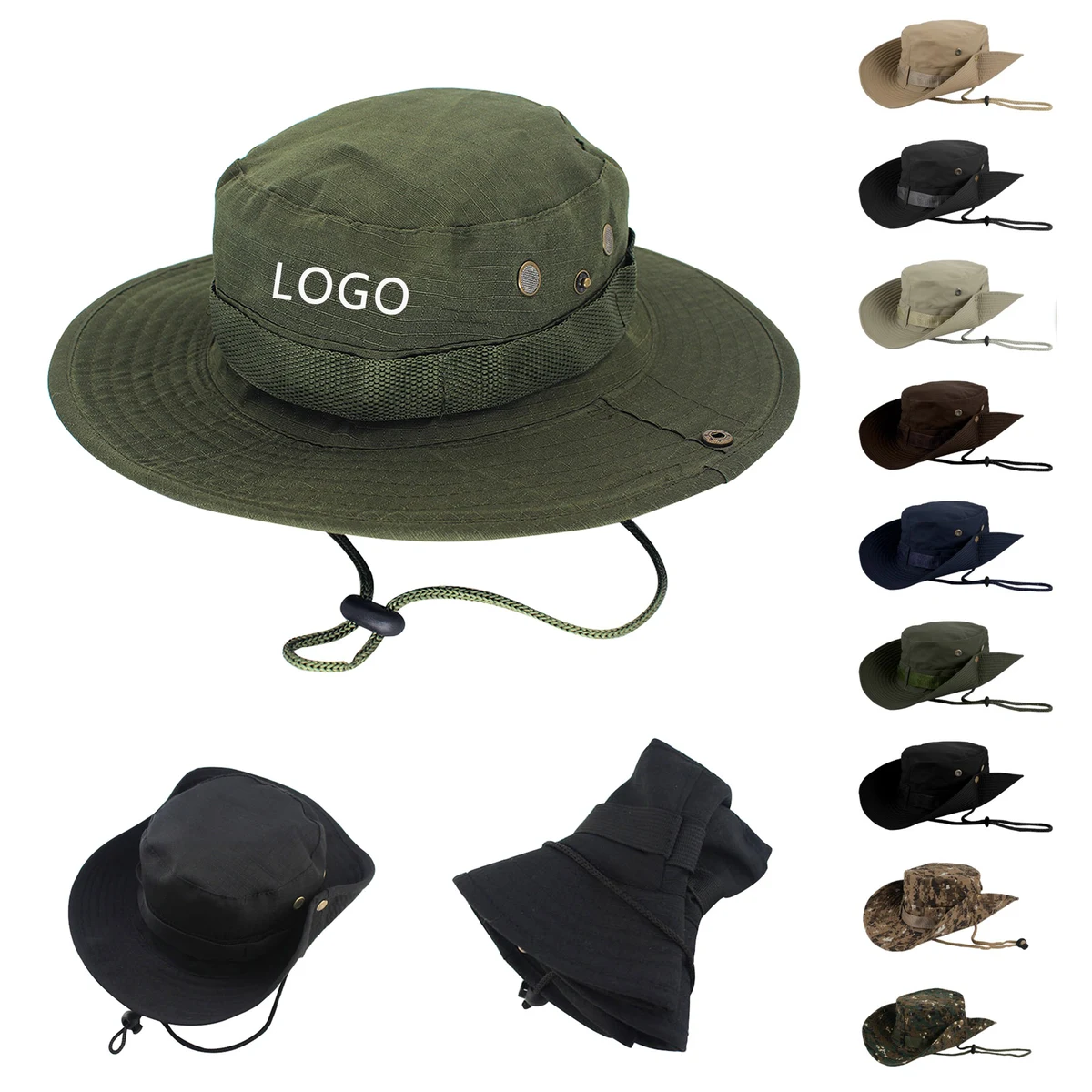 Cowboy Webbing Fisherman Sun Bucket Hats Hiking Outdoor 1