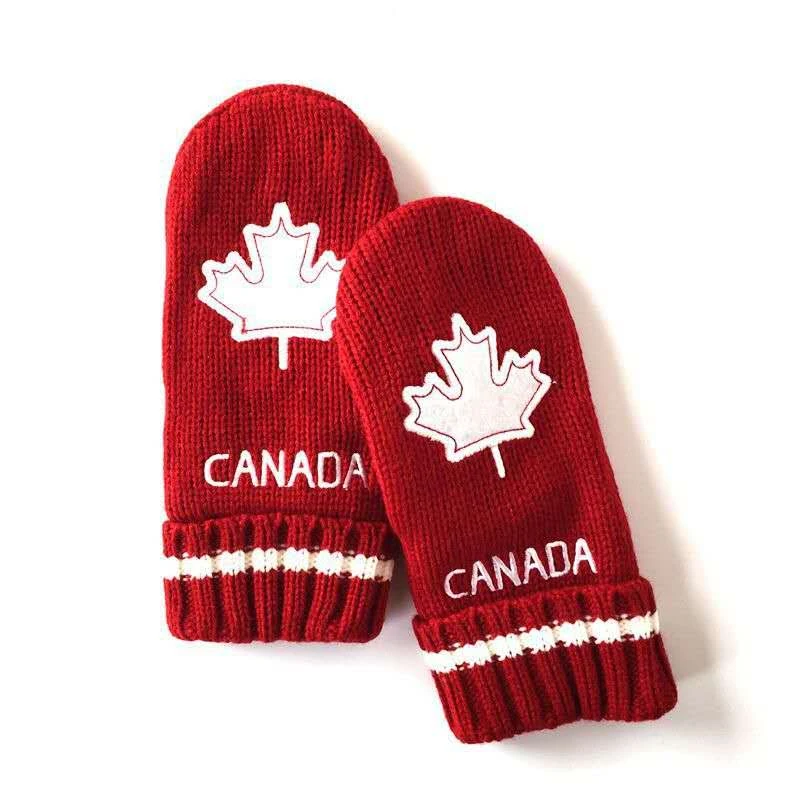 Adult Acrylic Knit Mittens With Fleece Lining 1