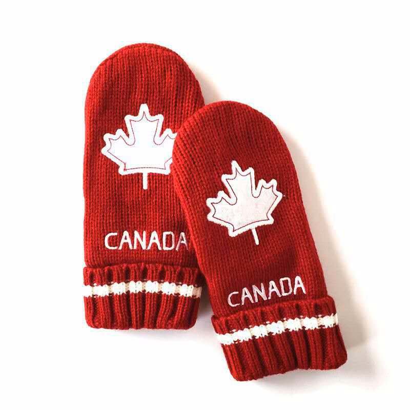 Adult Acrylic Knit Mittens With Fleece Lining