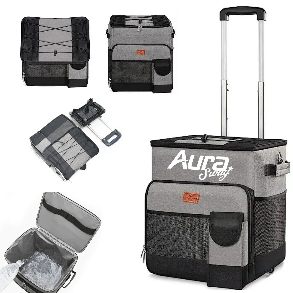35L Rolling Cooler Bag W/ Telescopic Handle Trolley Case 1
