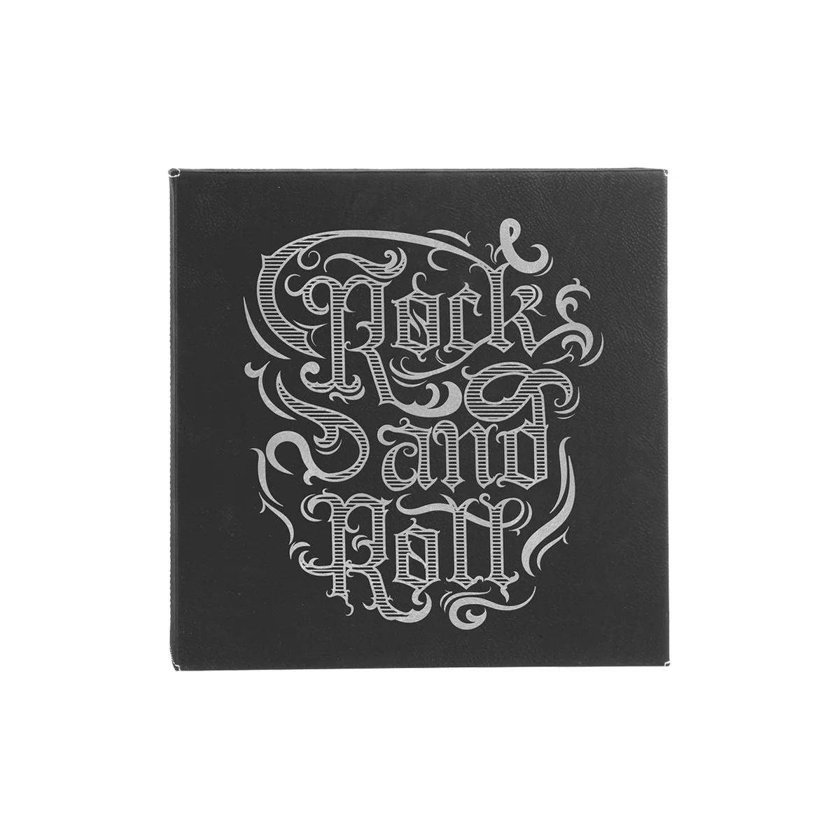 14" x 14" Black/Silver Leatherette Wall Decor 1